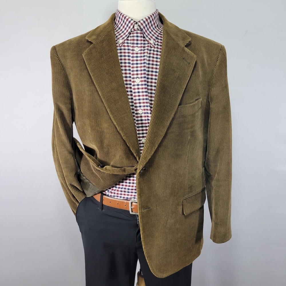 Hunt Valley Men's Sport Coat‎ Blazer Two Button Brown Corduroy Cotton 44R